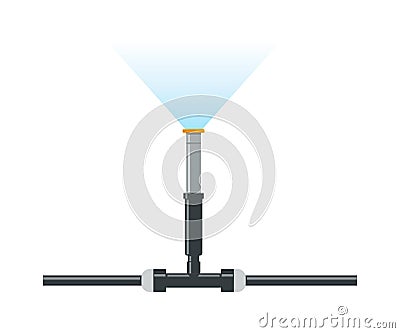 Automatic Sprinklers Irrigation System Vector Illustration