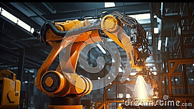 Automatic system of Industrial robot works automatically in smart autonomous factory. Generative Ai Stock Photo