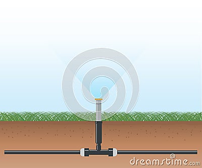 Automatic Water Irrigation System Vector Illustration