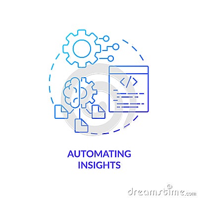 Automating insights blue gradient concept icon Vector Illustration