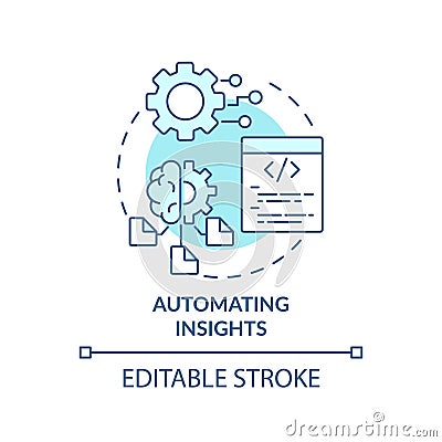 Automating insights turquoise concept icon Vector Illustration