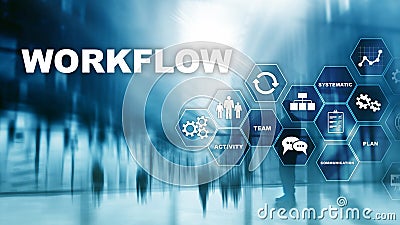 Automation of business workflows. Work process. Reliability and repeatability in technology and financial processes. Stock Photo