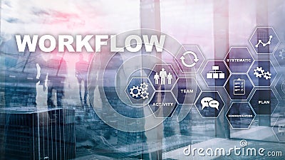 Automation of business workflows. Work process. Reliability and repeatability in technology and financial processes. Stock Photo