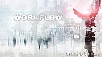 Automation of business workflows. Work process. Reliability and repeatability in technology and financial processes. Stock Photo