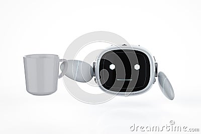 Automation cafe or coffee shop concept with robotic barista serve cup of coffee Stock Photo