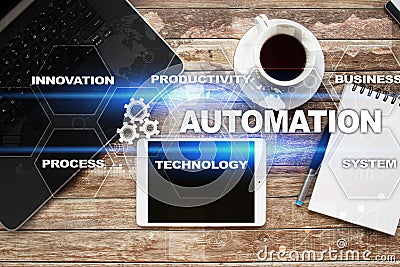 Automation concept as an innovation, improving productivity in technology and business processes. Stock Photo