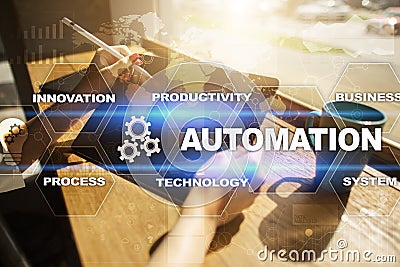 Automation concept as innovation, improving productivity in technology processes Stock Photo