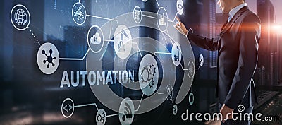 Automation Concept Innovation. Improving Productivity Solutions for your business Stock Photo