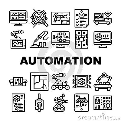 Automation Engineer Collection Icons Set Vector Illustrations Vector Illustration