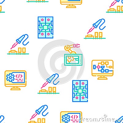 Automation Engineer Vector Seamless Pattern Vector Illustration