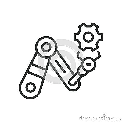 Automation, icon in line design. Automation, robotics, AI, process, system, technology, machine on white background Vector Illustration