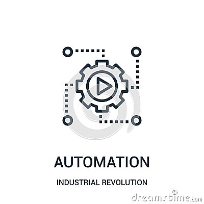 automation icon vector from industrial revolution collection. Thin line automation outline icon vector illustration Vector Illustration