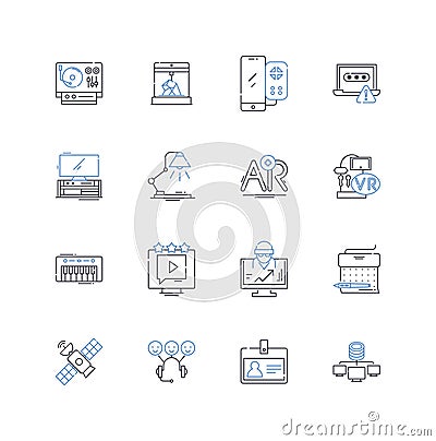 Automation production line icons collection. Mechanization, Robotics, Assembly, Efficiency, Industry , Optimization Vector Illustration