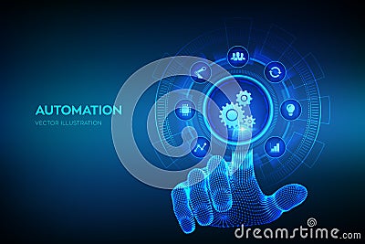 Automation Software. IOT and Automation concept as an innovation, improving productivity in technology and business Vector Illustration