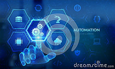 Automation Software. IOT and Automation concept as an innovation, improving productivity in technology and business processes. Vector Illustration
