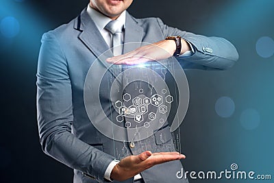 Automation Software Technology. Protect business mechanism concept. Stock Photo