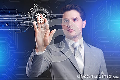 Automation Software Technology. Protect business mechanism concept Stock Photo