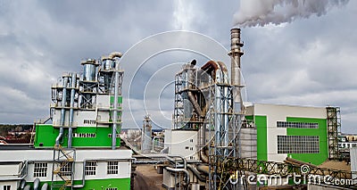 Automation wood factory. Wood processing factory Stock Photo