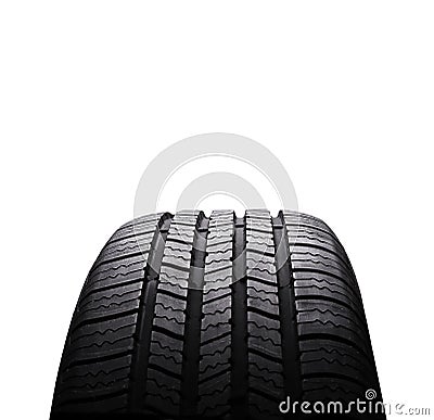 Automobile black rubber tires isolated on white Stock Photo