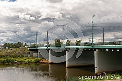 Automobile bridge over the Kotorosl river Stock Photo