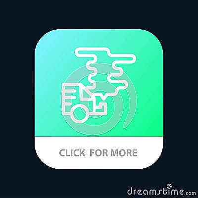 Automobile, Car, Emission, Gas, Pollution Mobile App Button. Android and IOS Line Version Vector Illustration