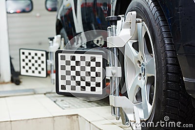 Automobile car wheel alignment Stock Photo