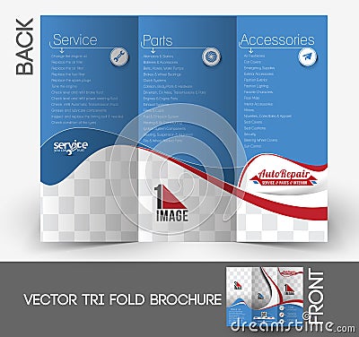 Automobile Center Tri-Fold Brochure Vector Illustration