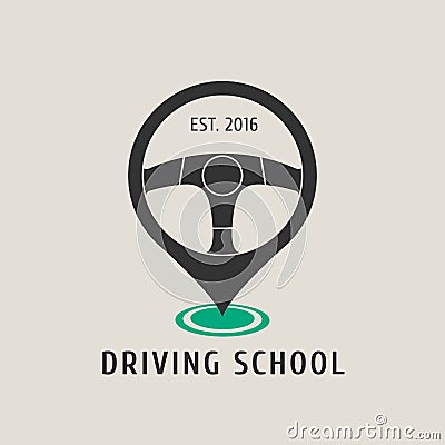 Automobile driving school vector logo, sign, emblem Vector Illustration