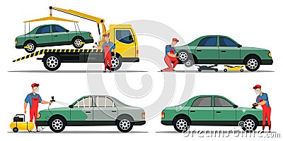 Automobile emergency and maintenance service set Vector Illustration