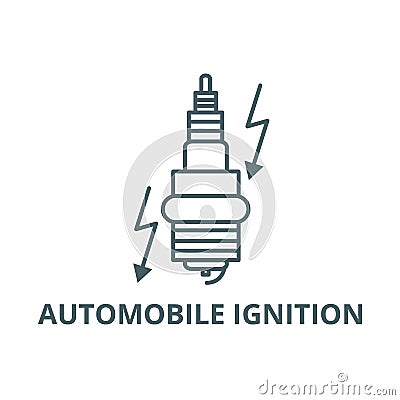 Automobile ignition line icon, vector. Automobile ignition outline sign, concept symbol, flat illustration Vector Illustration