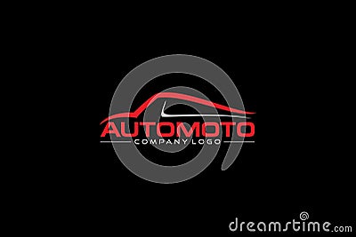 Automobile logo design vector with black background Vector Illustration