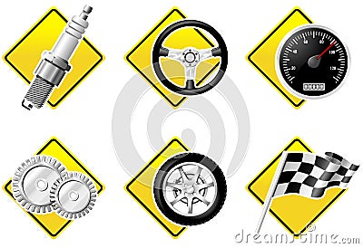 Automobile and Racing icons Vector Illustration