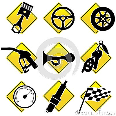 Automobile and Racing icons Vector Illustration
