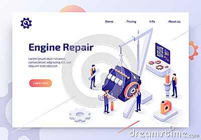 Automobile Repair Service Isometric Vector Website Vector Illustration