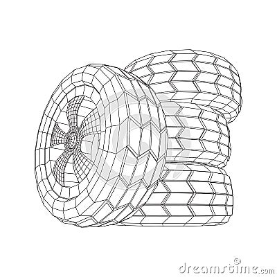 Automobile rubber car tire and rim Vector Illustration