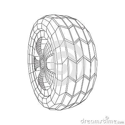 Automobile rubber car tire and rim Vector Illustration