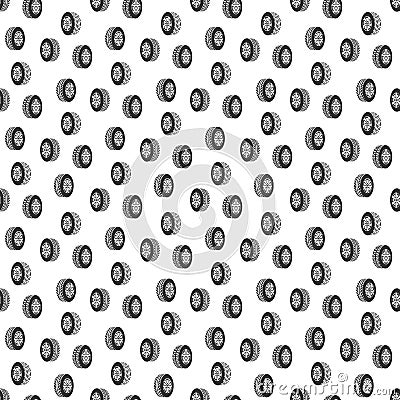 Automobile rubber tire, car wheel seamless pattern Vector Illustration