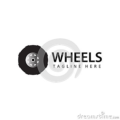 automobile rubber tire shop, car wheel, racing vector logos and labels, automobile maintenance service, illustration of auto Vector Illustration