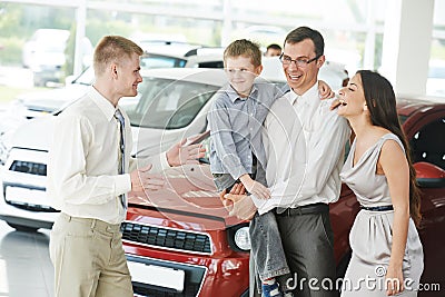 Automobile shopping. Family buying auto car Stock Photo