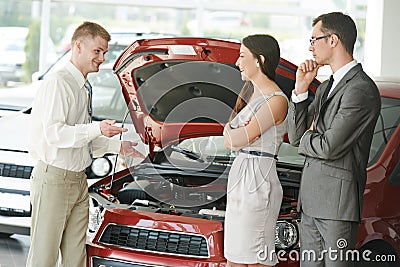 Automobile shopping. Family buying auto car Stock Photo