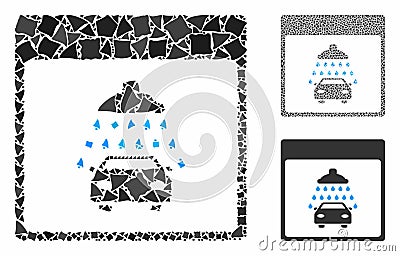 Automobile shower calendar page Mosaic Icon of Raggy Items Vector Illustration