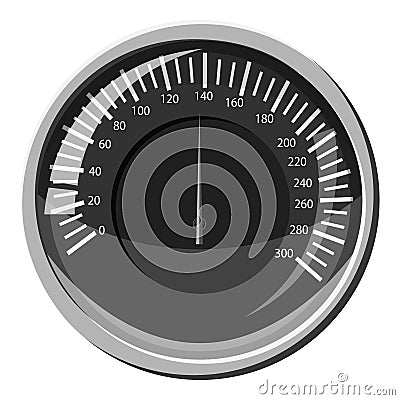 Automobile speedometer icon, gray monochrome style Vector Illustration