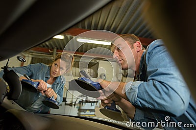 automobile windshield or windscreen replacement Stock Photo