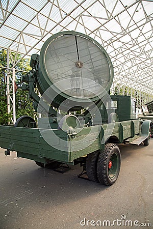 Automotive anti-aircraft searchlight station, USSR. Military equipment Editorial Stock Photo
