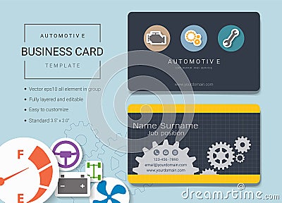 Automotive business card or name card template. Vector Illustration