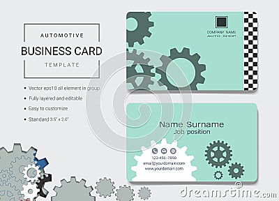 Automotive business card or name card template. Vector Illustration