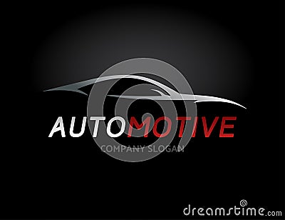 Automotive car logo design with concept sports vehicle silhouette Vector Illustration