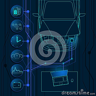 Automotive diagnostic repair icon. Cartoon Illustration