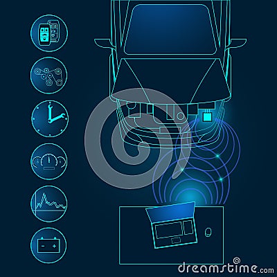 Automotive diagnostic repair icon. Cartoon Illustration