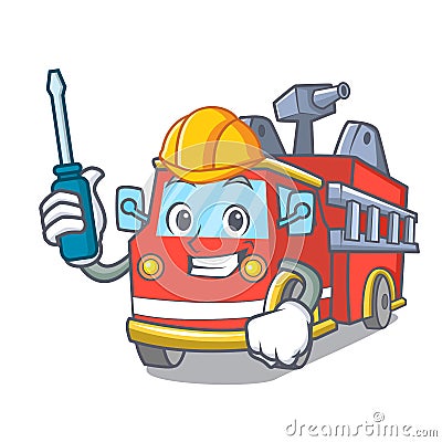 Automotive fire truck mascot cartoon Vector Illustration